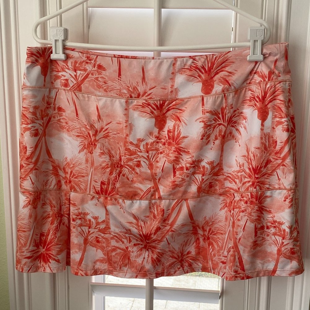 Reel Legends Beach Comber skort stretchy.  Orange print.  Pleated skirt.  XL.